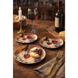 Cider House 1990s Wine Motif Ceramic Bread & Butter Dessert Plates Set of 3, 6”